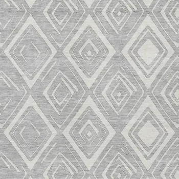 5' X 8' Silver And Ivory Geometric Washable Indoor Outdoor Area Rug