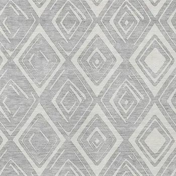 8' X 10' Silver And Ivory Geometric Washable Indoor Outdoor Area Rug