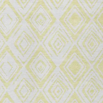 3' X 5' Yellow And Ivory Geometric Washable Indoor Outdoor Area Rug