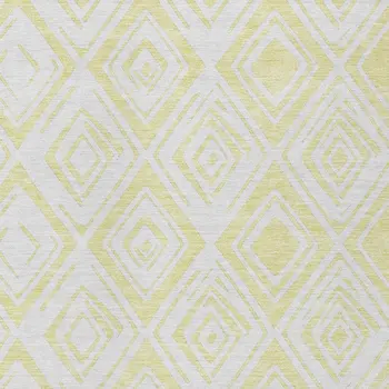 5' X 8' Yellow And Ivory Geometric Washable Indoor Outdoor Area Rug