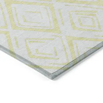 8' X 10' Yellow And Ivory Geometric Washable Indoor Outdoor Area Rug