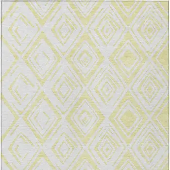 8' X 10' Yellow And Ivory Geometric Washable Indoor Outdoor Area Rug