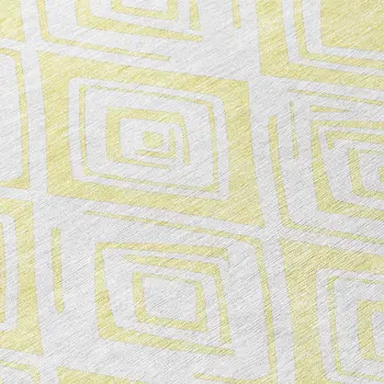 8' X 10' Yellow And Ivory Geometric Washable Indoor Outdoor Area Rug
