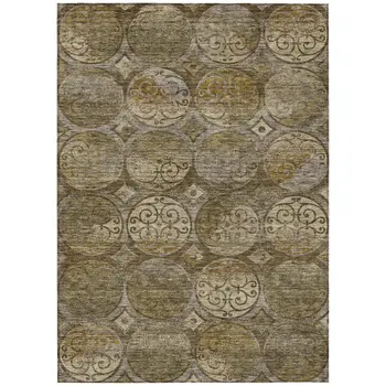 3' X 5' Brown Taupe And Gray Trellis Washable Indoor Outdoor Area Rug