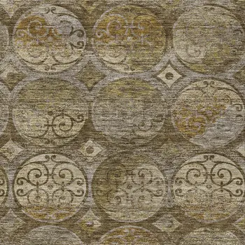 3' X 5' Brown Taupe And Gray Trellis Washable Indoor Outdoor Area Rug