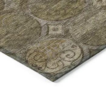5' X 8' Brown Taupe And Gray Trellis Washable Indoor Outdoor Area Rug