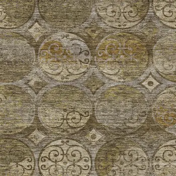 5' X 8' Brown Taupe And Gray Trellis Washable Indoor Outdoor Area Rug