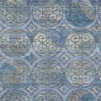 5' X 8' Navy Blue And Sky Blue Trellis Washable Indoor Outdoor Area Rug