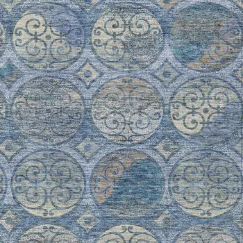9' X 12' Navy Blue And Sky Blue Trellis Washable Indoor Outdoor Area Rug
