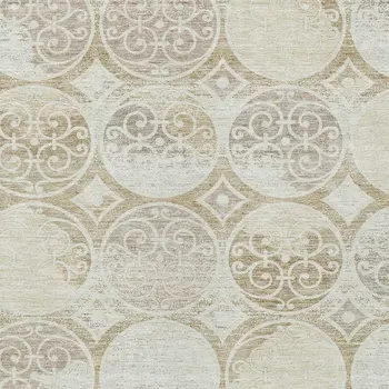 10' X 14' Ivory Beige And Taupe Trellis Washable Indoor Outdoor Area Rug