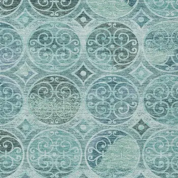5' X 8' Teal Blue And Aqua Trellis Washable Indoor Outdoor Area Rug
