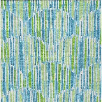 8' X 10' Aqua Teal Blue And Lime Green Abstract Washable Indoor Outdoor Area Rug