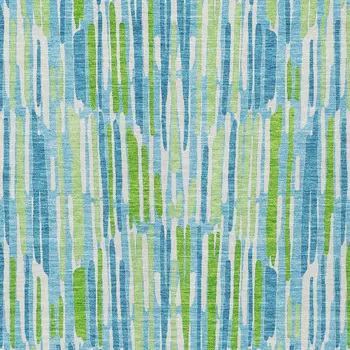 9' X 12' Aqua Teal Blue And Lime Green Abstract Washable Indoor Outdoor Area Rug
