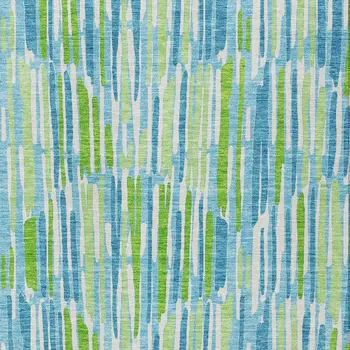 10' X 14' Aqua Teal Blue And Lime Green Abstract Washable Indoor Outdoor Area Rug