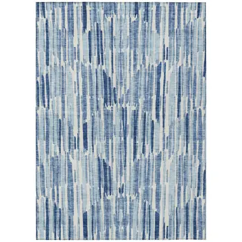 8' X 10' Navy Blue And Sky Blue Abstract Washable Indoor Outdoor Area Rug