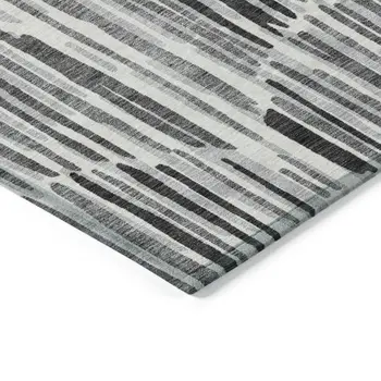 3' X 5' Gray Ivory And Charcoal Abstract Washable Indoor Outdoor Area Rug