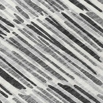 8' Gray Ivory And Charcoal Round Abstract Washable Indoor Outdoor Area Rug