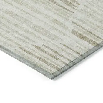 3' X 5' Ivory Beige And Taupe Abstract Washable Indoor Outdoor Area Rug