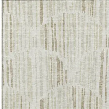 8' X 10' Ivory Beige And Taupe Abstract Washable Indoor Outdoor Area Rug