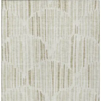 9' X 12' Ivory Beige And Taupe Abstract Washable Indoor Outdoor Area Rug