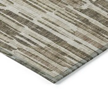 3' X 5' Brown And Taupe Abstract Washable Indoor Outdoor Area Rug