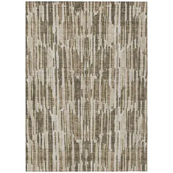 8' X 10' Brown And Taupe Abstract Washable Indoor Outdoor Area Rug