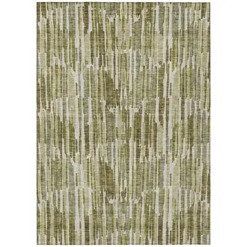 3' X 5' Olive Green Brown And Beige Abstract Washable Indoor Outdoor Area Rug
