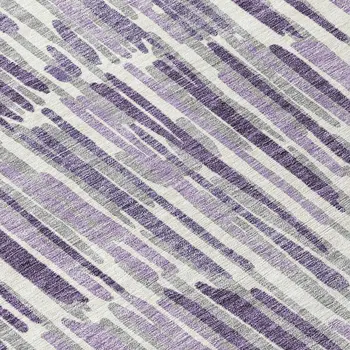8' Purple Ivory And Lavender Round Abstract Washable Indoor Outdoor Area Rug