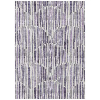 8' X 10' Purple Ivory And Lavender Abstract Washable Indoor Outdoor Area Rug