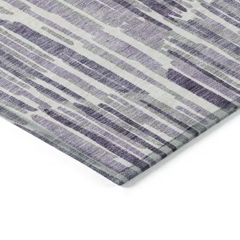 9' X 12' Purple Ivory And Lavender Abstract Washable Indoor Outdoor Area Rug