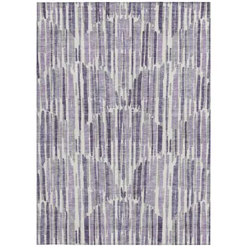 10' X 14' Purple Ivory And Lavender Abstract Washable Indoor Outdoor Area Rug