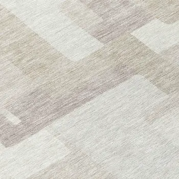 8' Beige Tan And Taupe Round Abstract Washable Indoor Outdoor Area Rug