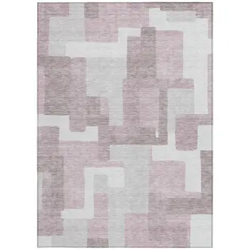 5' X 8' Blush Gray And Ivory Abstract Washable Indoor Outdoor Area Rug