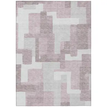5' X 8' Blush Gray And Ivory Abstract Washable Indoor Outdoor Area Rug