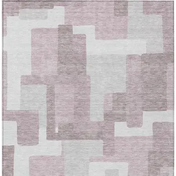 5' X 8' Blush Gray And Ivory Abstract Washable Indoor Outdoor Area Rug