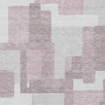 9' X 12' Blush Gray And Ivory Abstract Washable Indoor Outdoor Area Rug