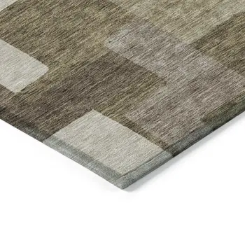 3' X 5' Brown And Beige Abstract Washable Indoor Outdoor Area Rug