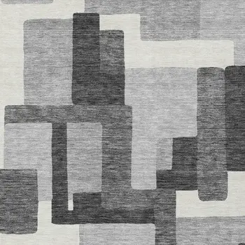 5' X 8' Gray Charcoal And Silver Abstract Washable Indoor Outdoor Area Rug