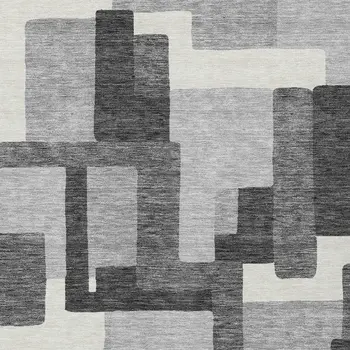 8' X 10' Gray Charcoal And Silver Abstract Washable Indoor Outdoor Area Rug
