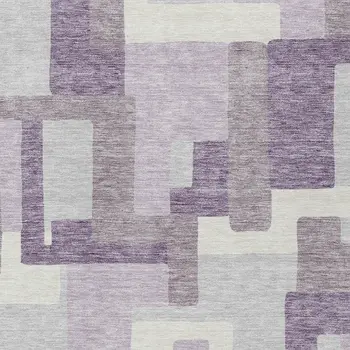 3' X 5' Lavender Purple And Ivory Abstract Washable Indoor Outdoor Area Rug