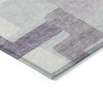 8' X 10' Lavender Purple And Ivory Abstract Washable Indoor Outdoor Area Rug