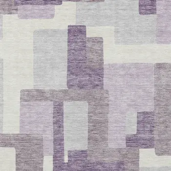 8' X 10' Lavender Purple And Ivory Abstract Washable Indoor Outdoor Area Rug