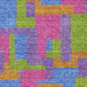 3' X 5' Purple Pink And Blue Abstract Washable Indoor Outdoor Area Rug