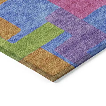 10' X 14' Purple Pink And Blue Abstract Washable Indoor Outdoor Area Rug