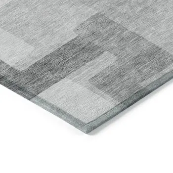 8' X 10' Silver And Charcoal Abstract Washable Indoor Outdoor Area Rug