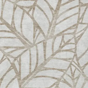 5' X 8' Beige And Brown Floral Washable Indoor Outdoor Area Rug