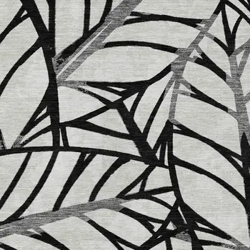 8' X 10' Black Gray And Beige Floral Washable Indoor Outdoor Area Rug
