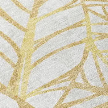 5' X 8' Gold And Beige Floral Washable Indoor Outdoor Area Rug