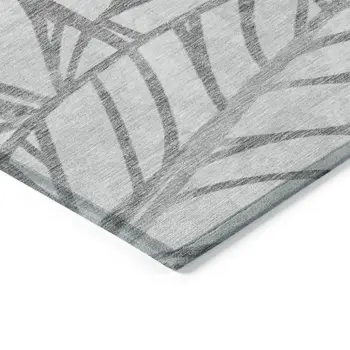 8' X 10' Gray And Silver Floral Washable Indoor Outdoor Area Rug