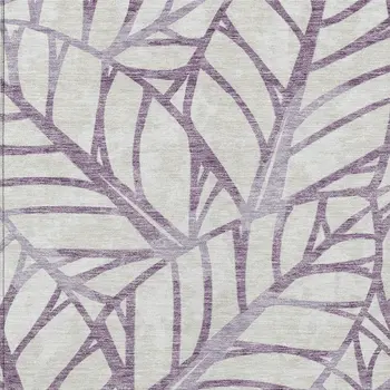 3' X 5' Purple Lavender And Beige Floral Washable Indoor Outdoor Area Rug